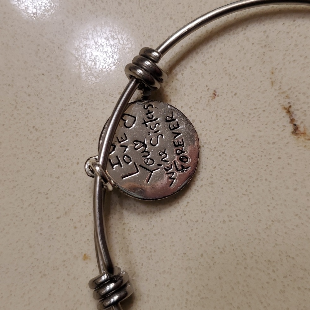 SISTER LOVE ❤️ BRACELET, silver colored with 4 charms, adjustable - Picture 4 of 5